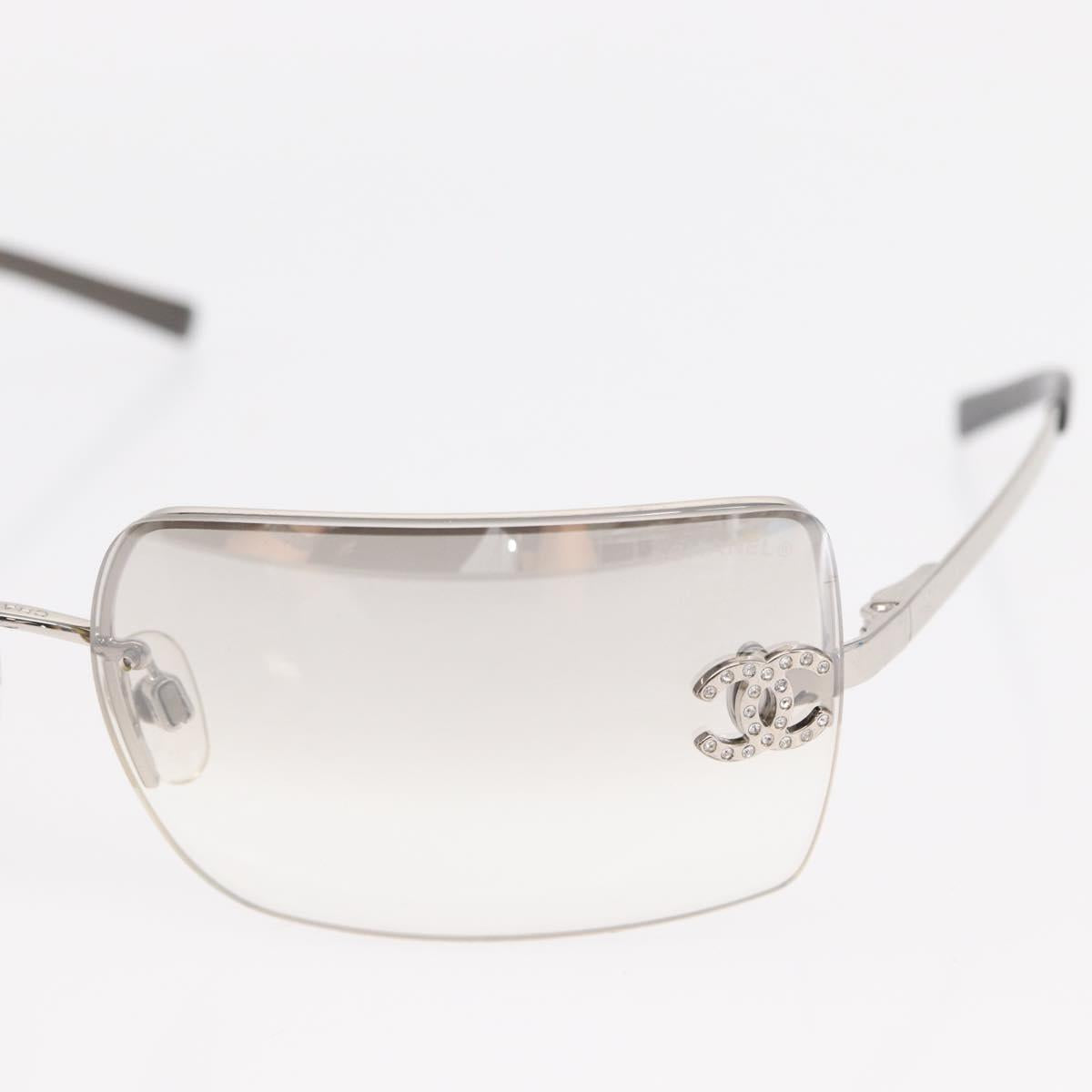 CHANEL COCO Mark Sunglasses metal Silver CC Auth am9658V