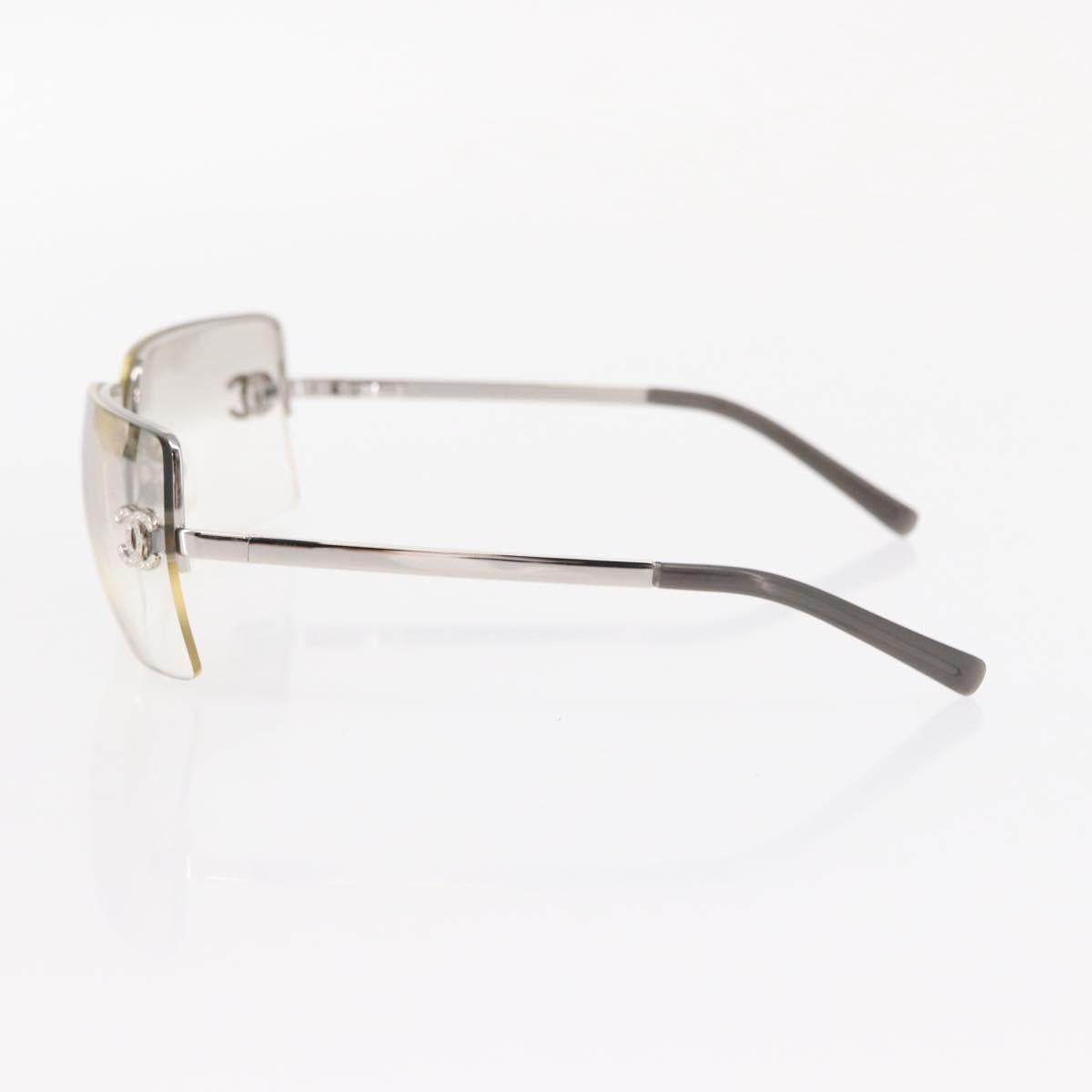 CHANEL COCO Mark Sunglasses metal Silver CC Auth am9658V