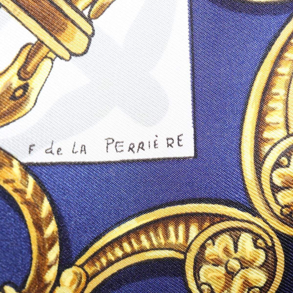 HERMES Carre 90 Scarf Silk ”BRIDE DE COUR” Blue Auth am9664
