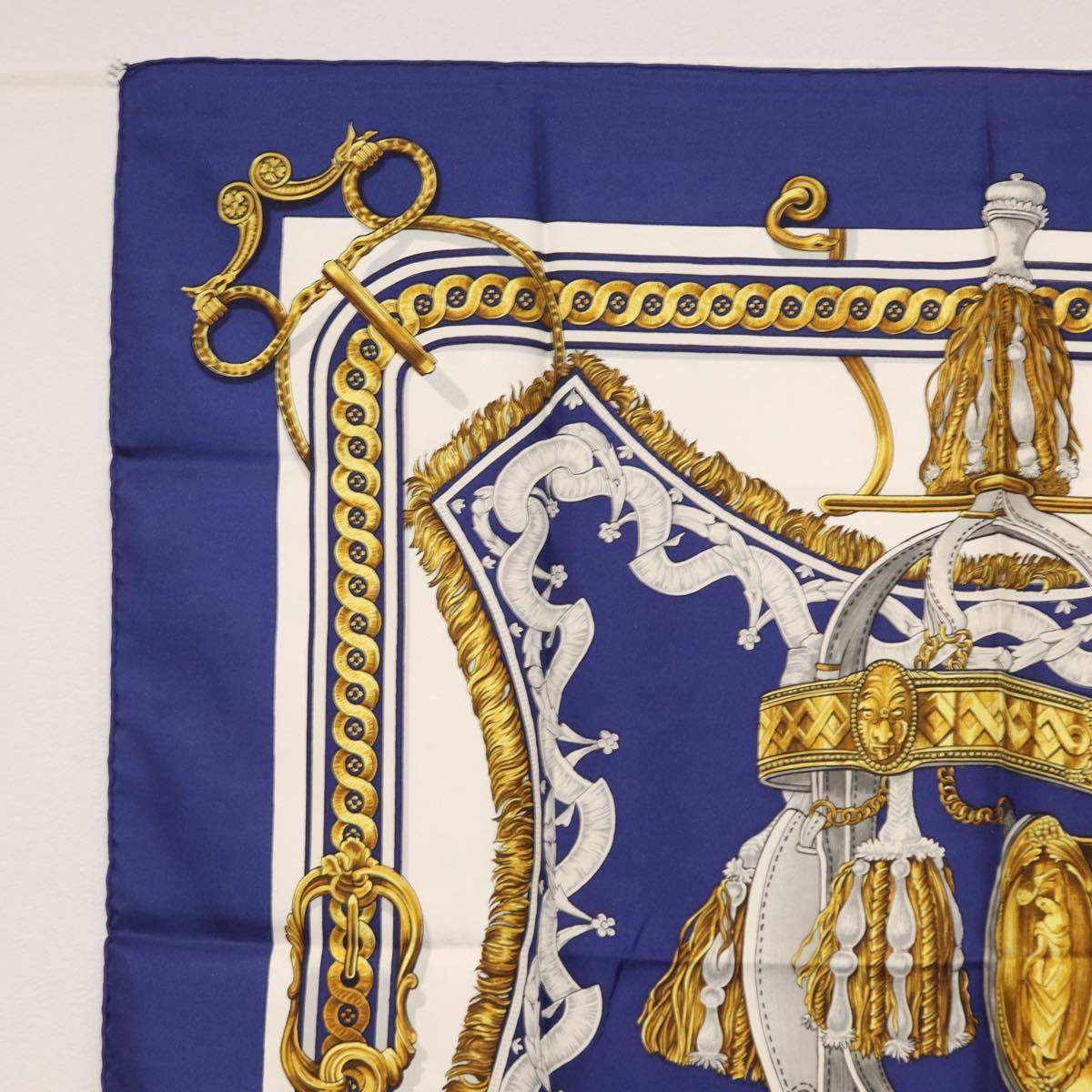HERMES Carre 90 Scarf Silk ”BRIDE DE COUR” Blue Auth am9664