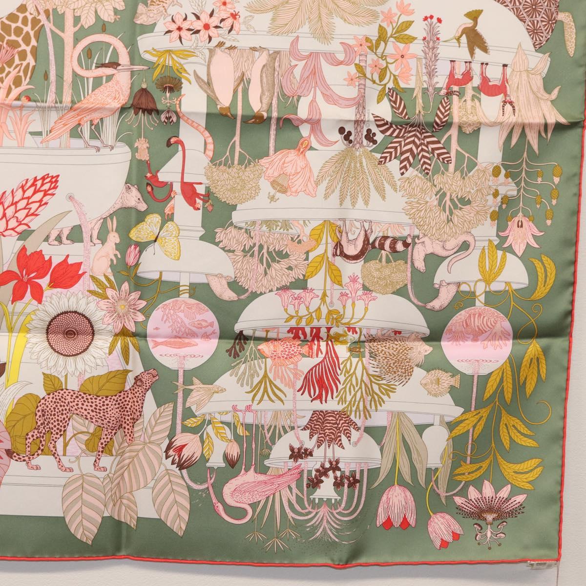 HERMES Carre 90 Scarf Silk ""PRECIOUS PARADISE"" Green Auth am9665M