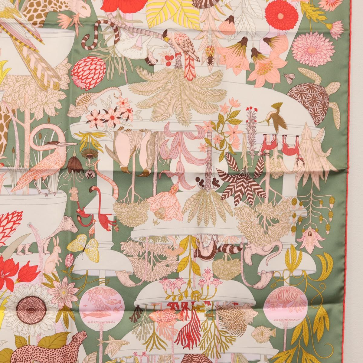 HERMES Carre 90 Scarf Silk ""PRECIOUS PARADISE"" Green Auth am9665M