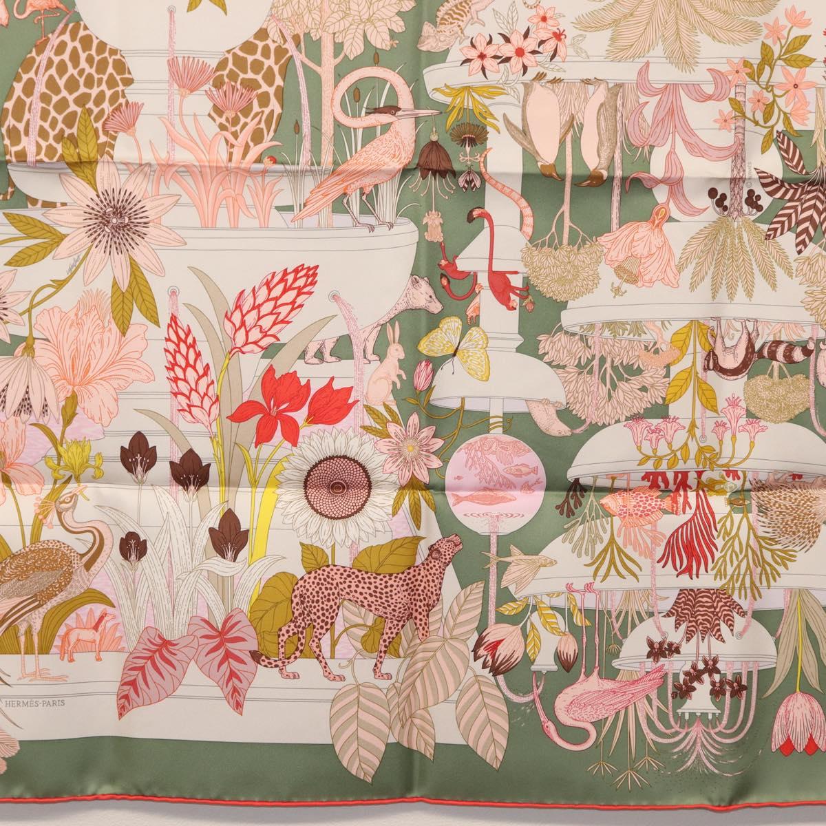 HERMES Carre 90 Scarf Silk ""PRECIOUS PARADISE"" Green Auth am9665M