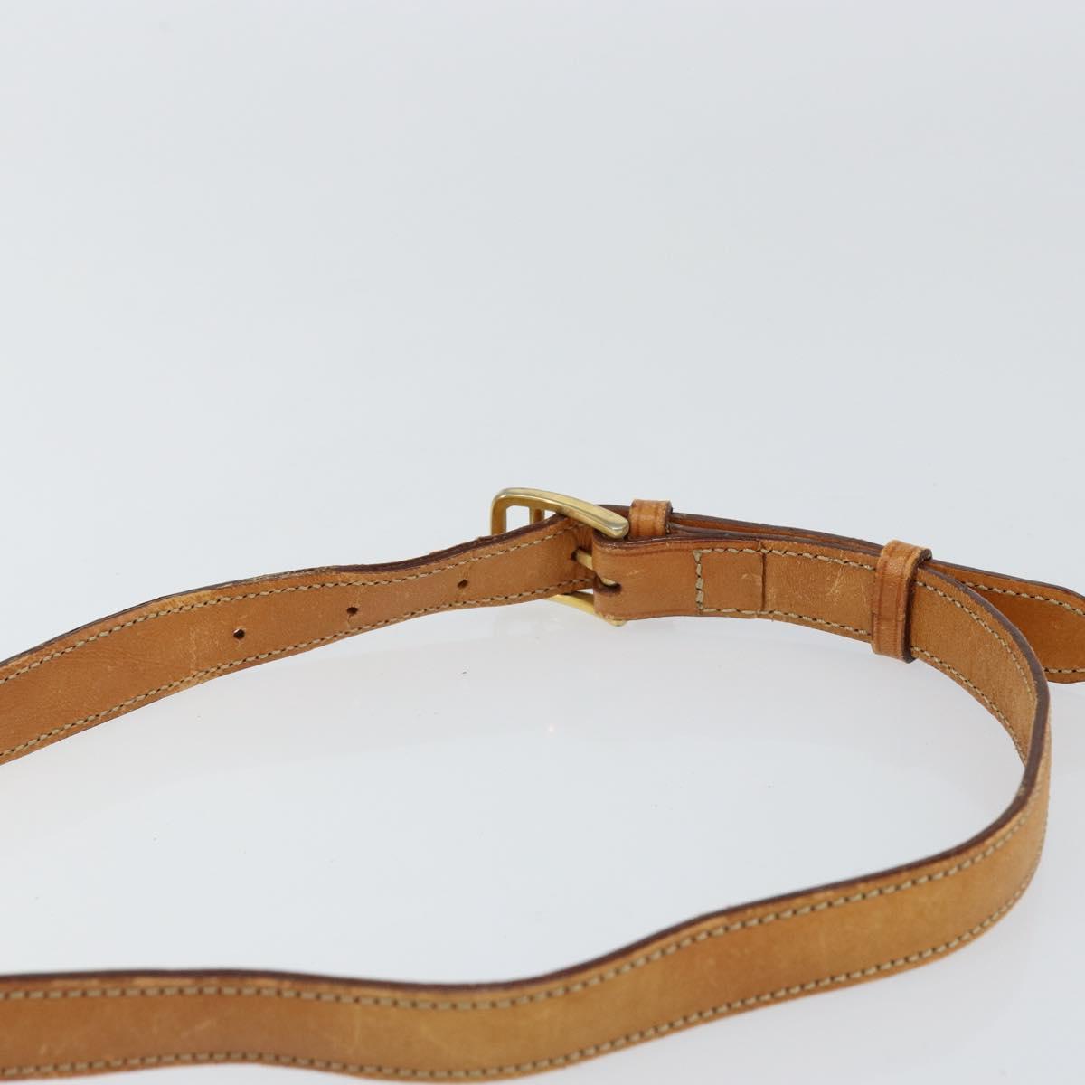 CELINE Macadam Canvas Shoulder Bag PVC Leather Beige Gold Auth am9666