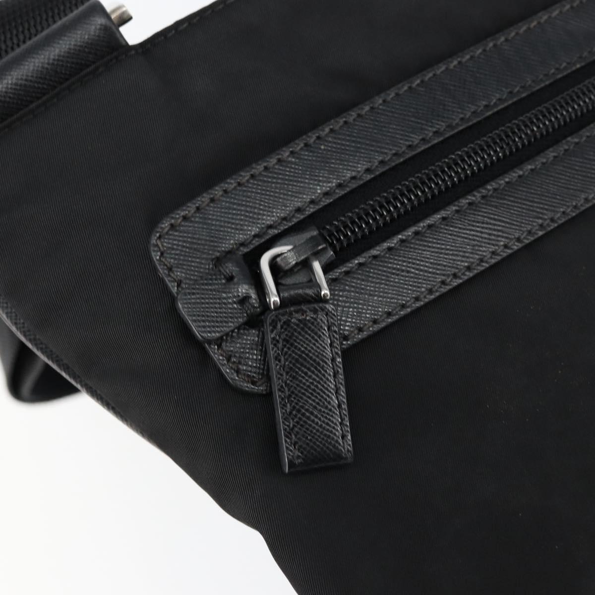 PRADA Shoulder Bag Nylon Black Gold Auth am9670