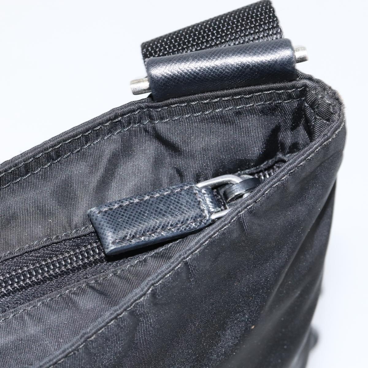 PRADA Shoulder Bag Nylon Black Gold Auth am9670