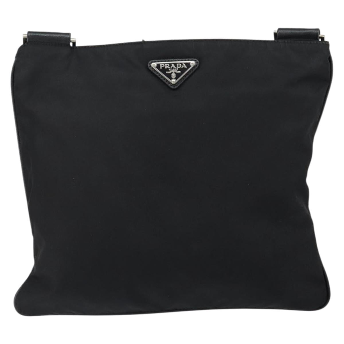 PRADA Shoulder Bag Nylon Black Gold Auth am9670