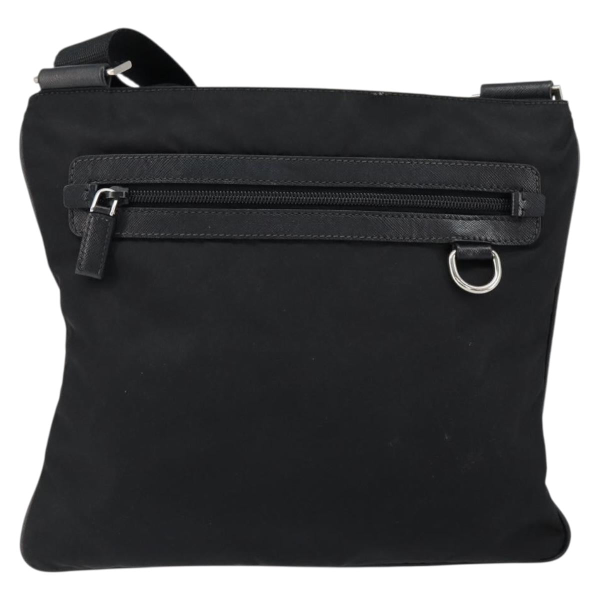 PRADA Shoulder Bag Nylon Black Gold Auth am9670