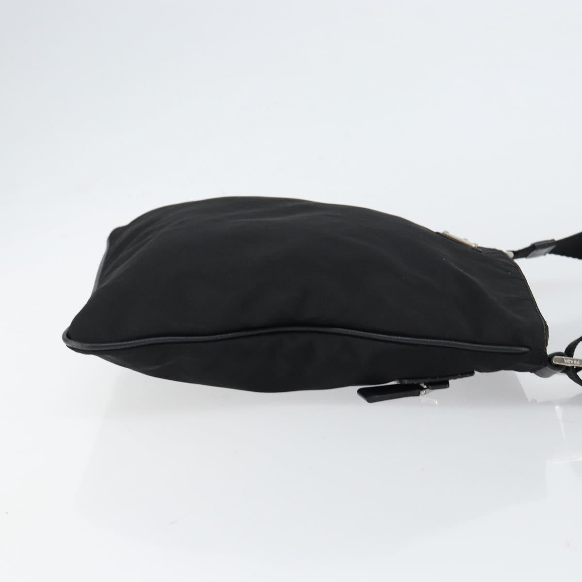 PRADA Shoulder Bag Nylon Black Gold Auth am9670
