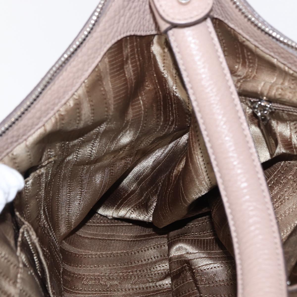 Salvatore Ferragamo Gancini Shoulder Bag Leather Beige Silver Auth am9671