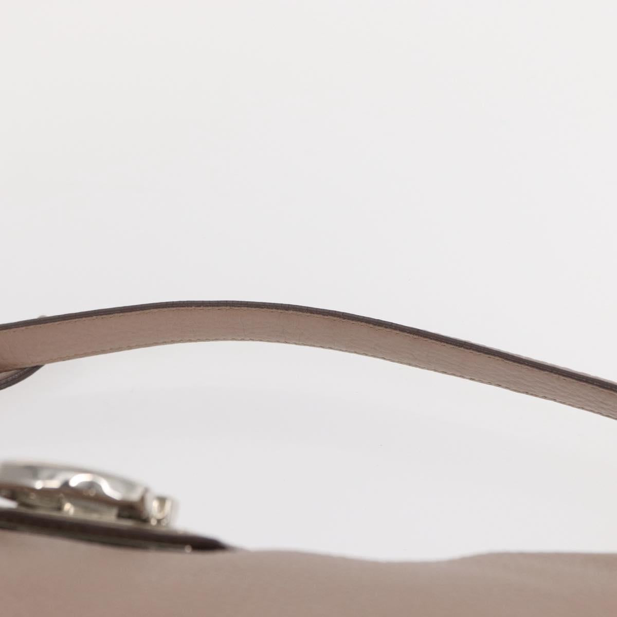 Salvatore Ferragamo Gancini Shoulder Bag Leather Beige Silver Auth am9671