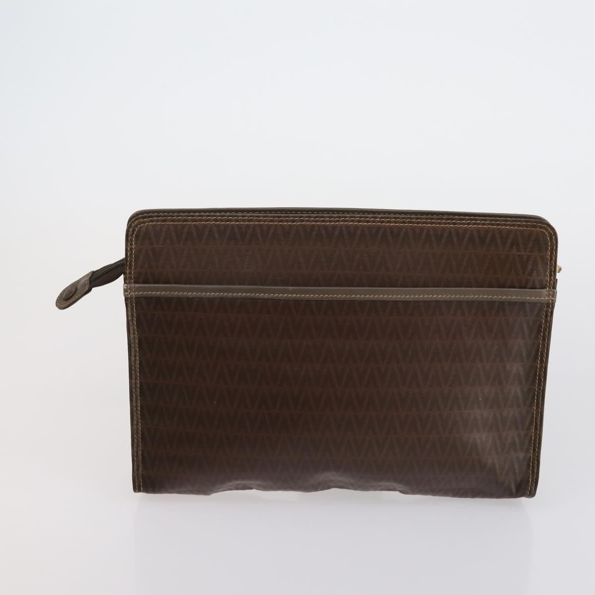 VALENTINO Clutch Bag PVC 3 Set Brown Beige Auth am9678