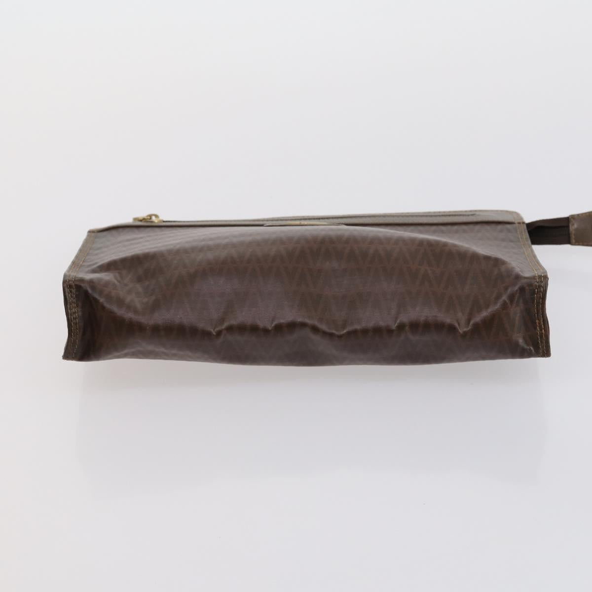 VALENTINO Clutch Bag PVC 3 Set Brown Beige Auth am9678