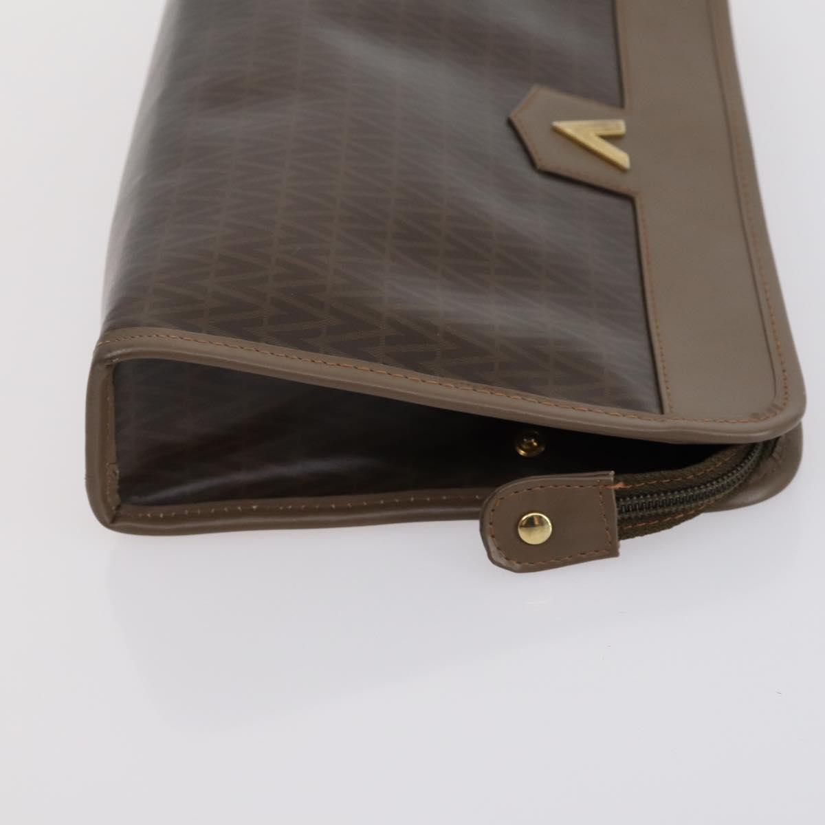 VALENTINO Clutch Bag PVC 3 Set Brown Beige Auth am9678