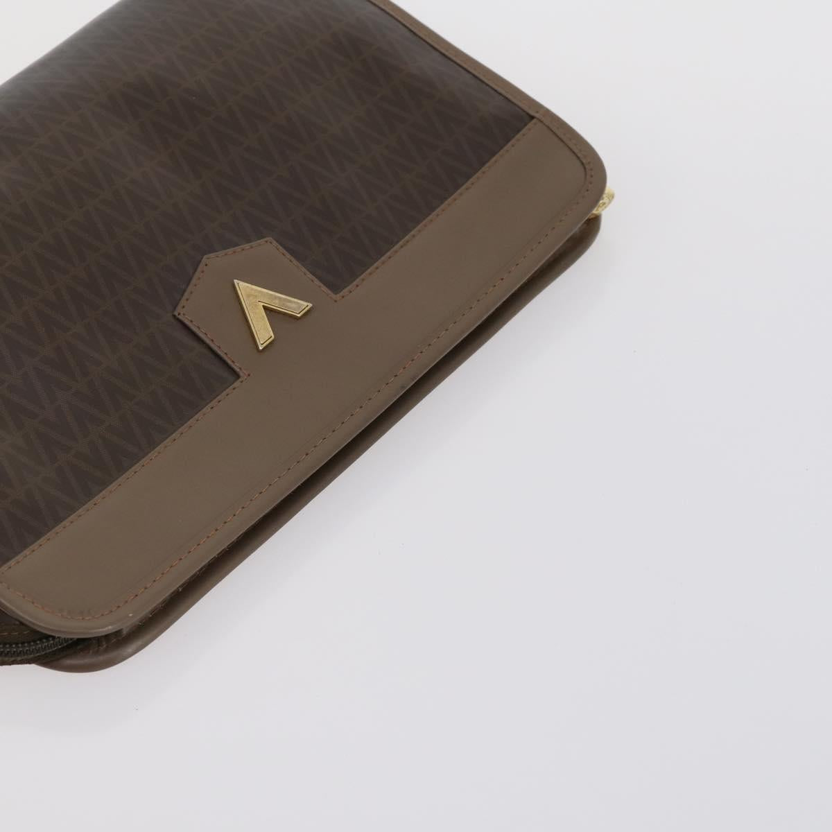 VALENTINO Clutch Bag PVC 3 Set Brown Beige Auth am9678