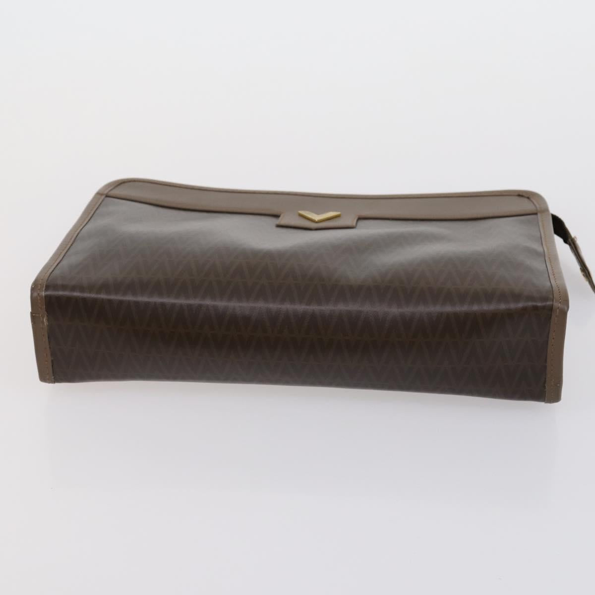 VALENTINO Clutch Bag PVC 3 Set Brown Beige Auth am9678