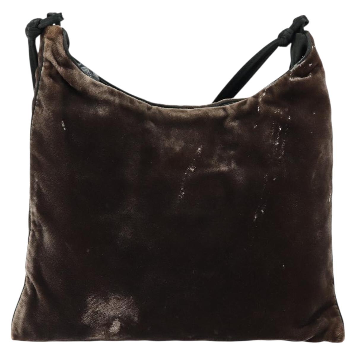 PRADA Shoulder Bag Velor Brown Auth am9681