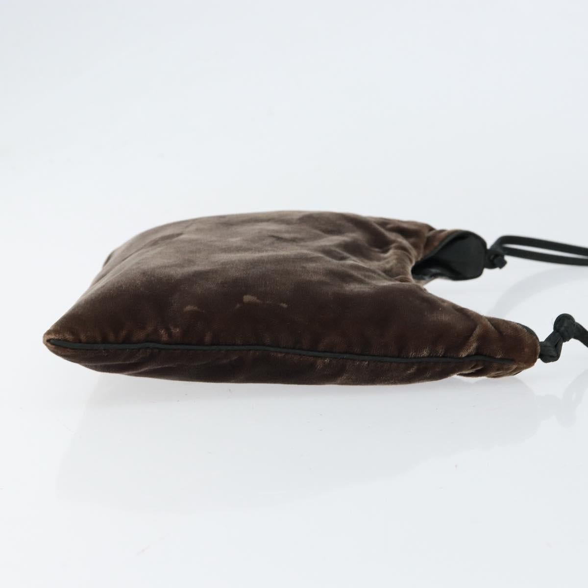 PRADA Shoulder Bag Velor Brown Auth am9681