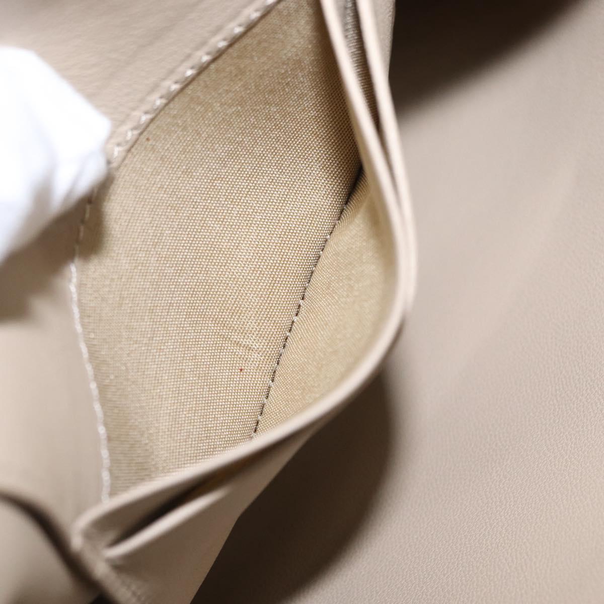 CELINE Pouch Leather Beige Blue gold Auth am9683