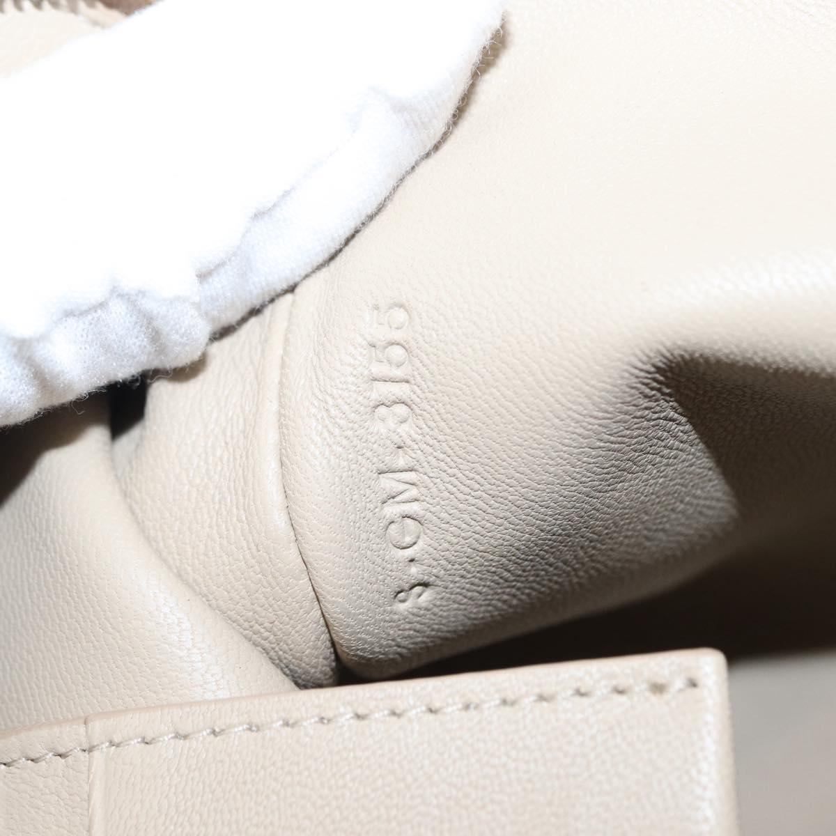 CELINE Pouch Leather Beige Blue gold Auth am9683