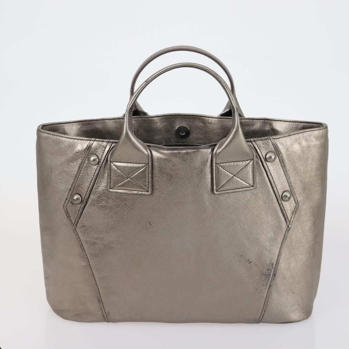 Salvatore Ferragamo Shoulder Bag Leather 3 Set Bordeaux Silver beige Auth am9685