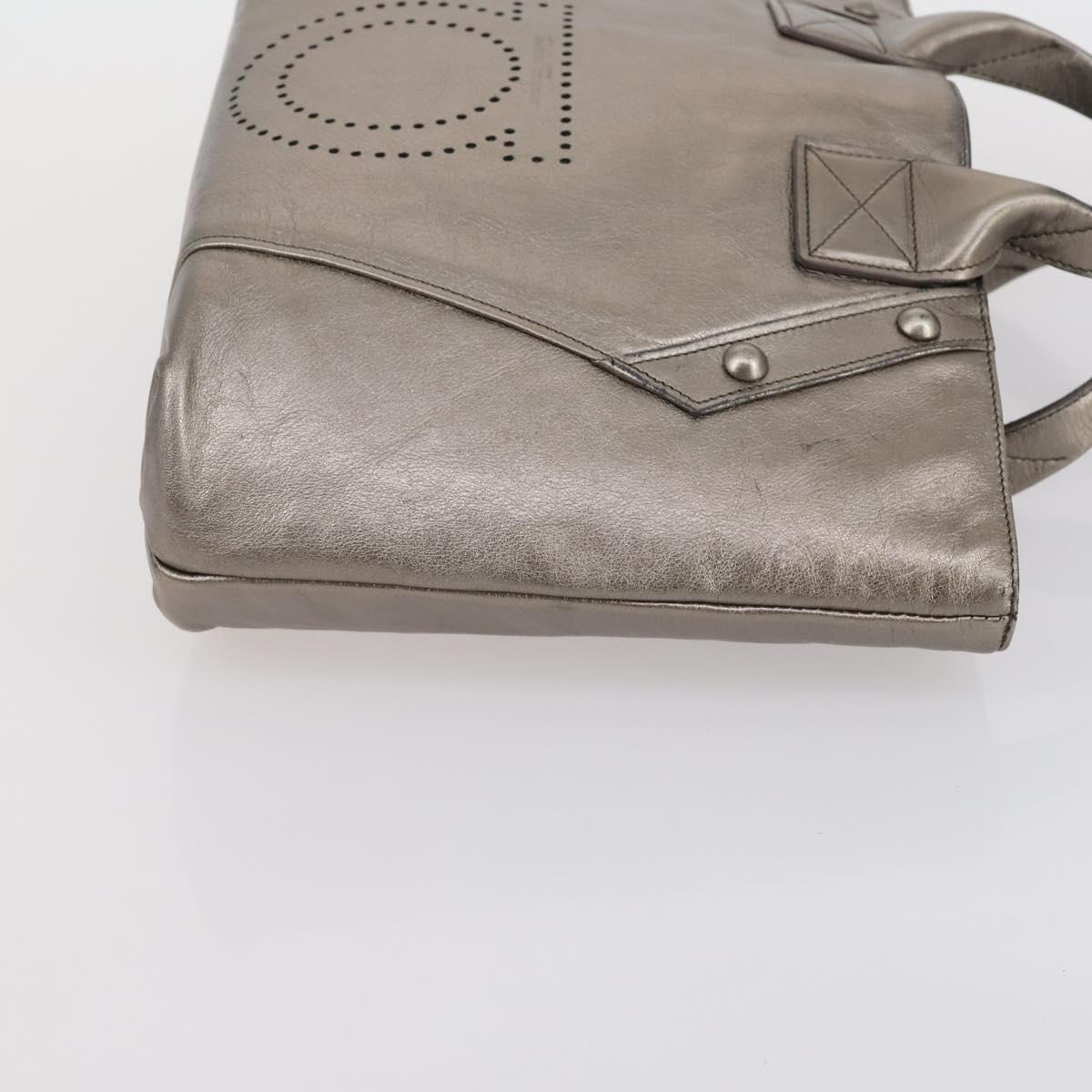 Salvatore Ferragamo Shoulder Bag Leather 3 Set Bordeaux Silver beige Auth am9685