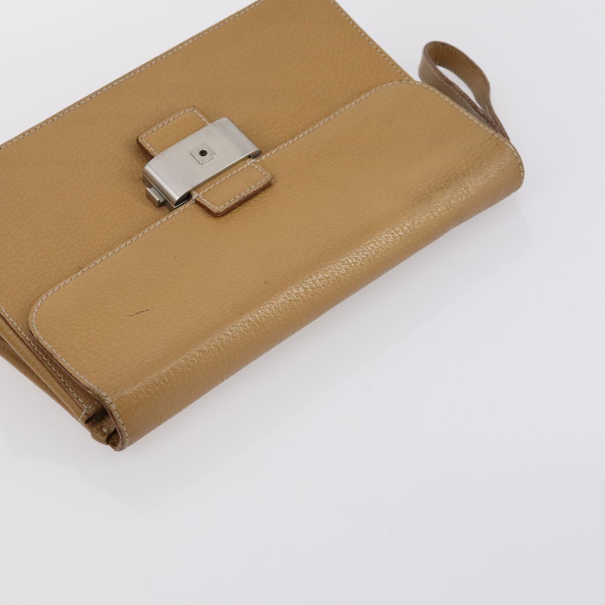 Salvatore Ferragamo Shoulder Bag Leather 3 Set Bordeaux Silver beige Auth am9685