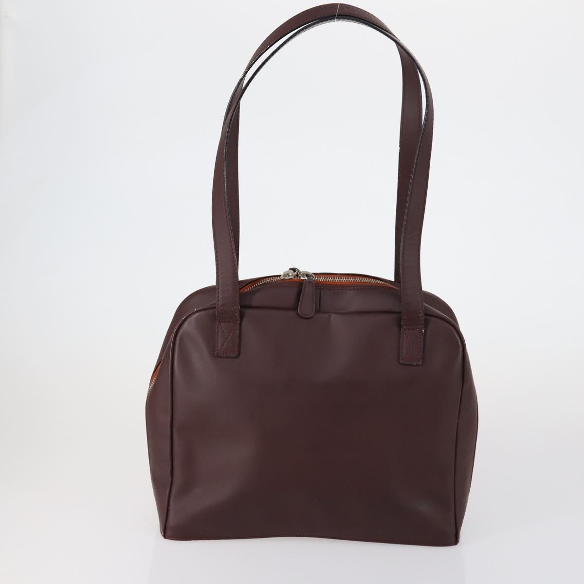 Salvatore Ferragamo Shoulder Bag Leather 3 Set Bordeaux Silver beige Auth am9685