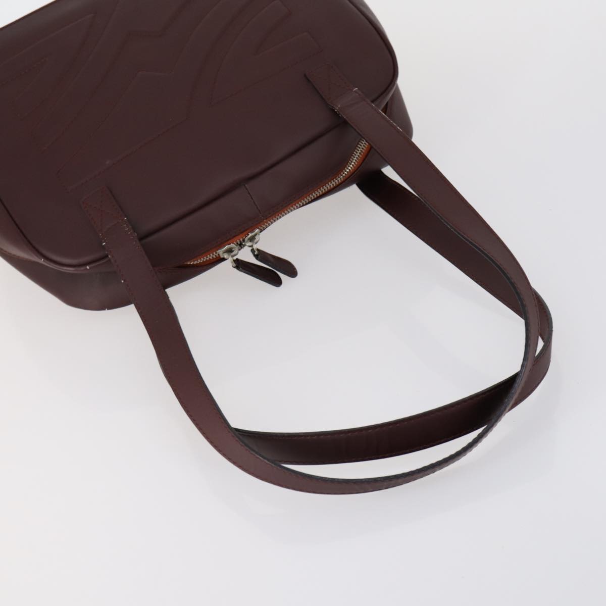 Salvatore Ferragamo Shoulder Bag Leather 3 Set Bordeaux Silver beige Auth am9685