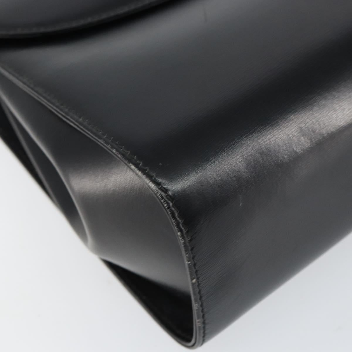 GUCCI Shoulder Bag Leather Black Gold Auth am9688