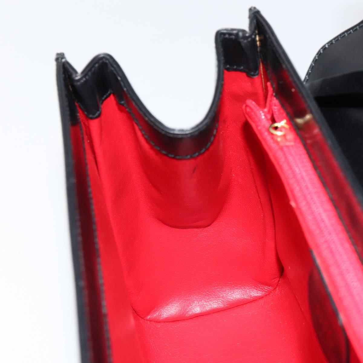 GUCCI Shoulder Bag Leather Black Gold Auth am9688