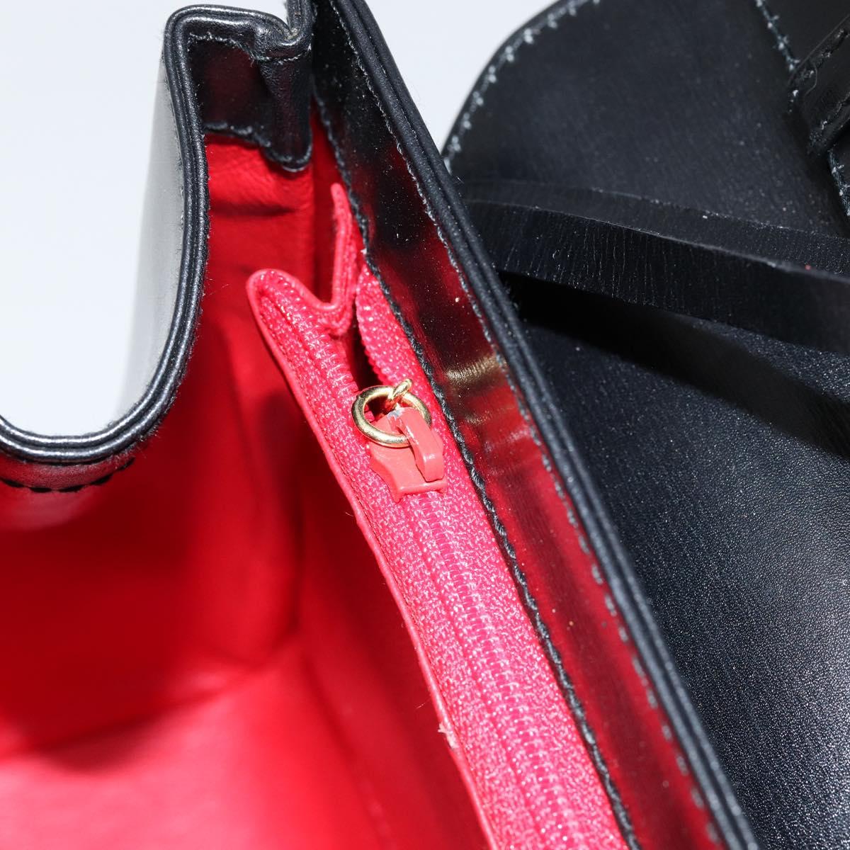 GUCCI Shoulder Bag Leather Black Gold Auth am9688