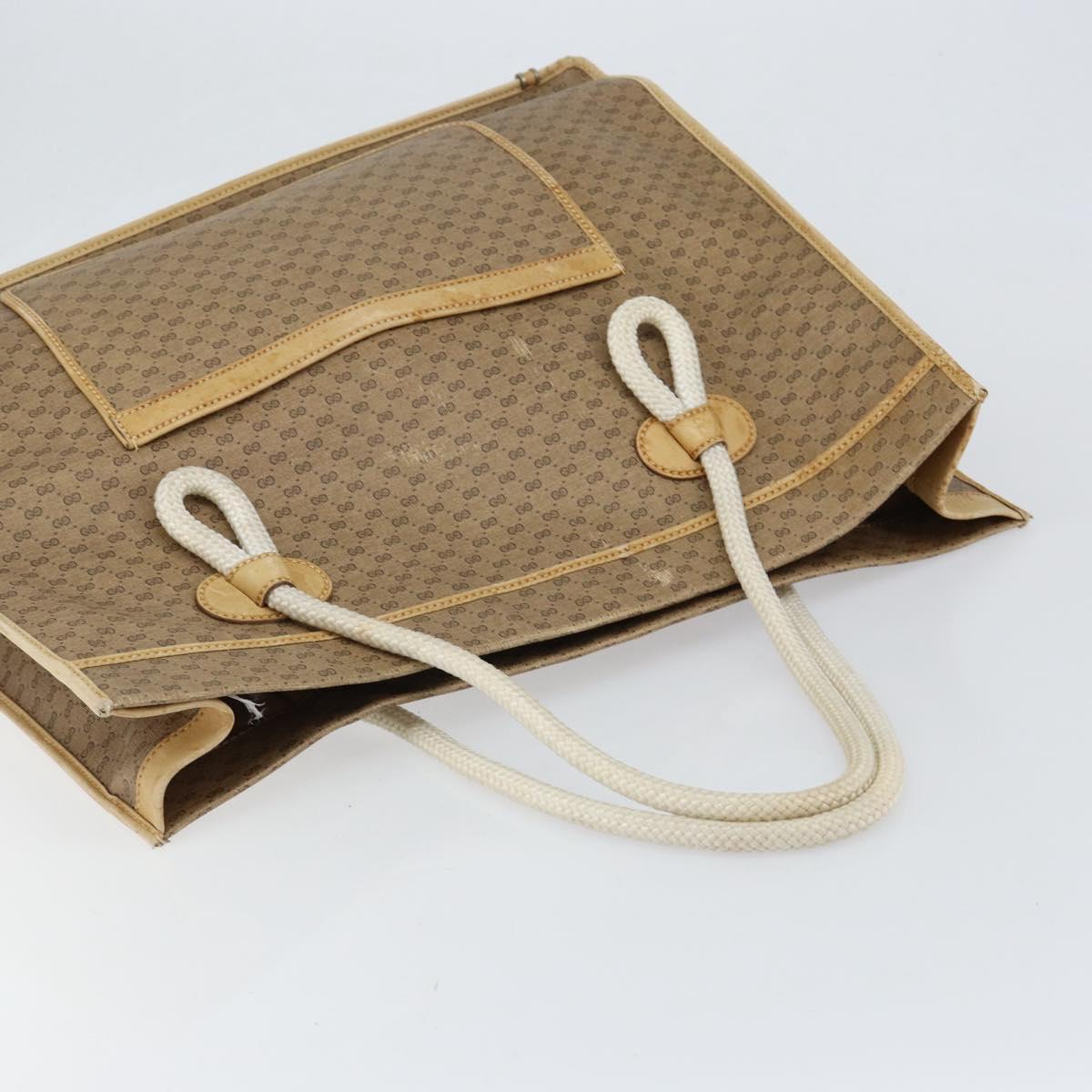 GUCCI Micro GG Supreme Tote Bag PVC Beige Gold Auth am9689