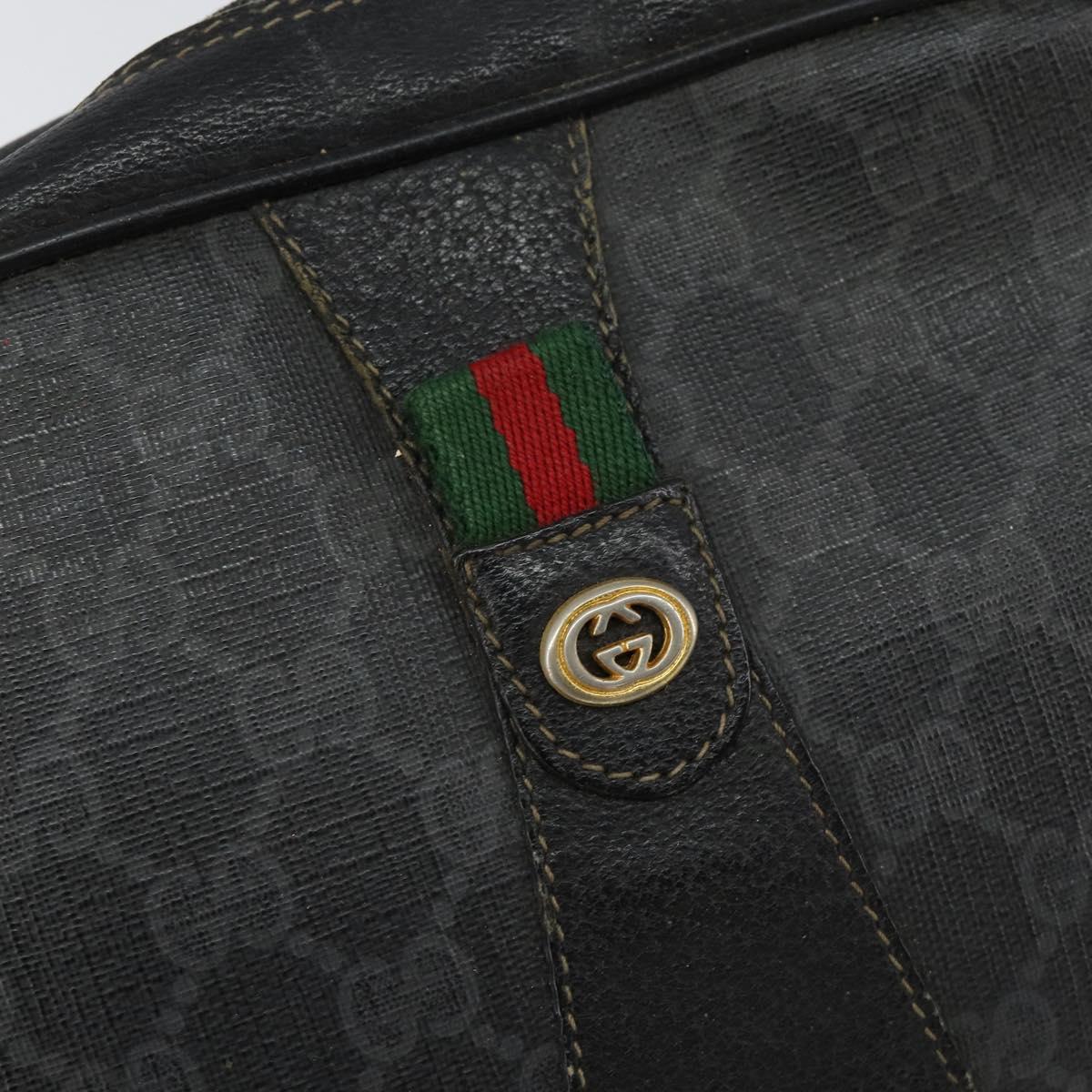 GUCCI GG Supreme Web Sherry Line Clutch Bag Black Gold 156 01 034 Auth am9691