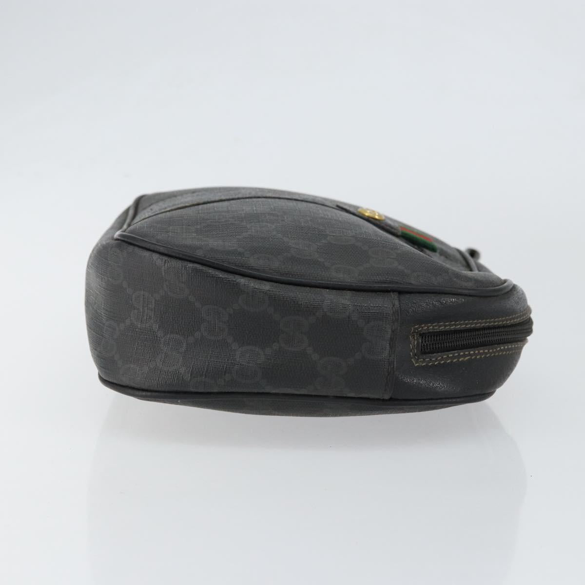 GUCCI GG Supreme Web Sherry Line Clutch Bag Black Gold 156 01 034 Auth am9691