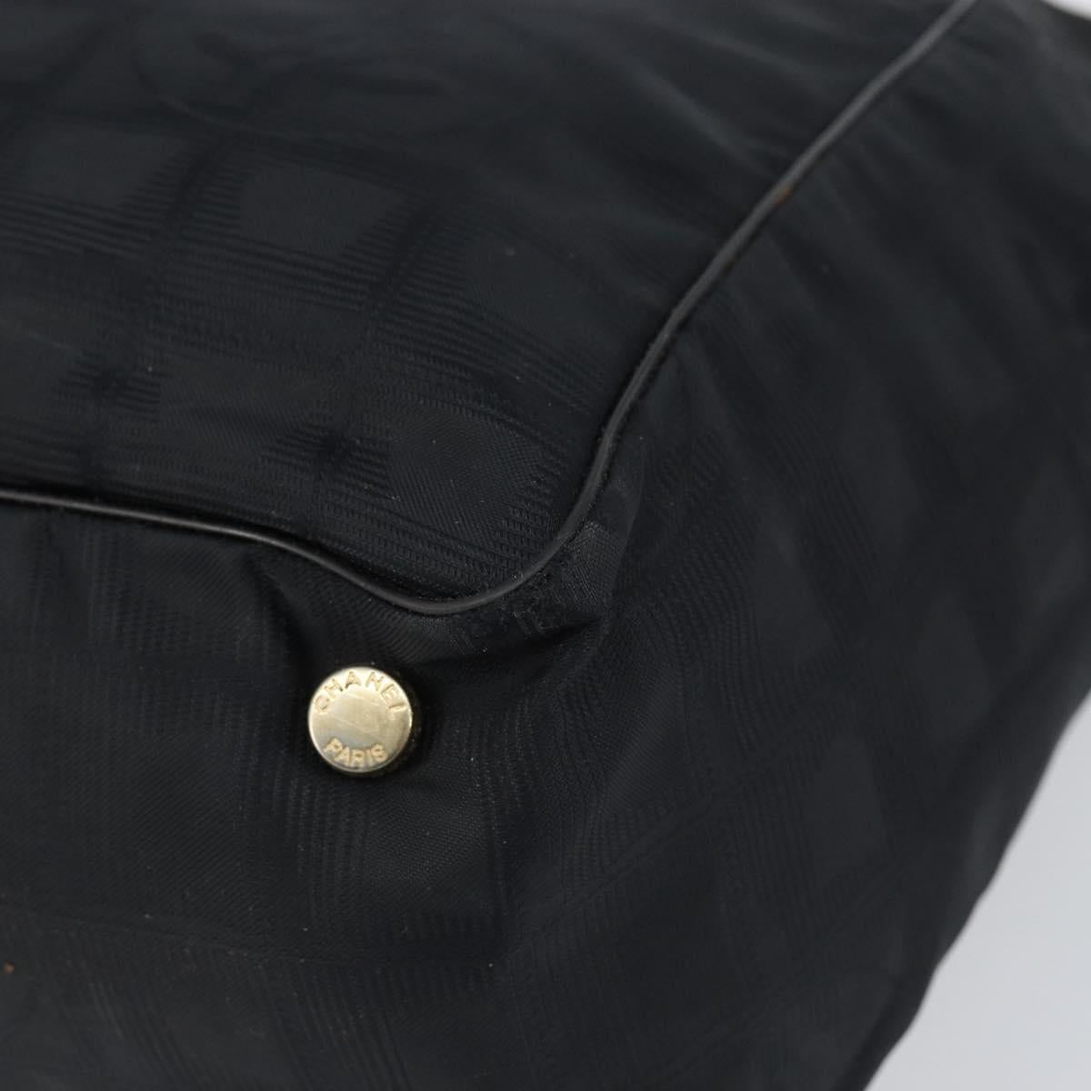 CHANEL New Travel Line Tote Bag Nylon Black gold CC Auth am9694