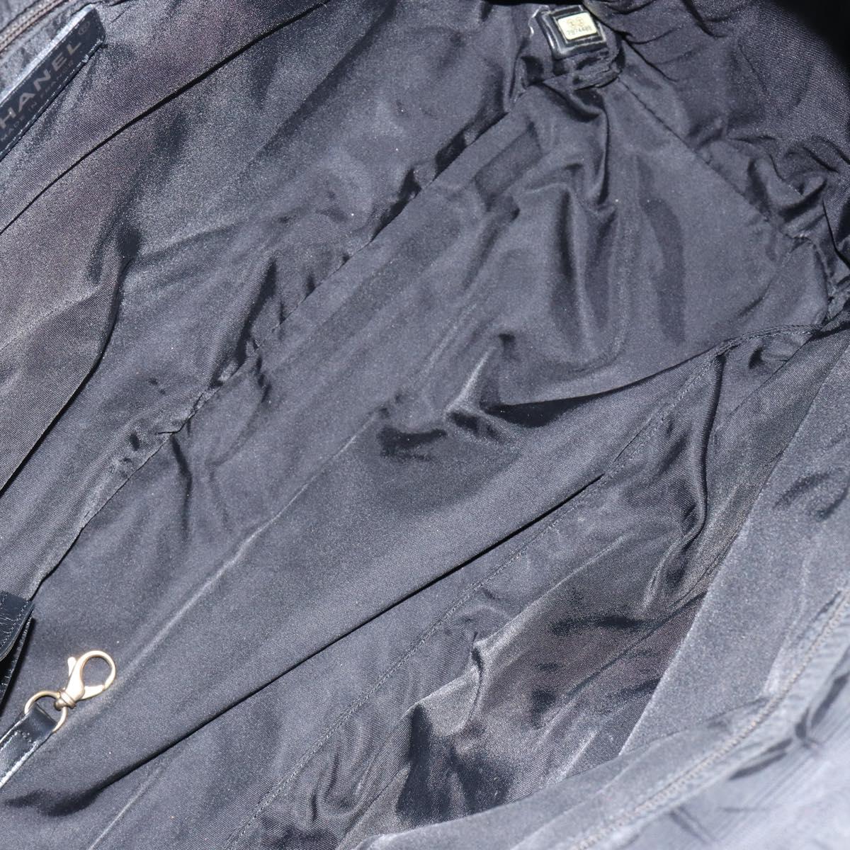 CHANEL New Travel Line Tote Bag Nylon Black gold CC Auth am9694