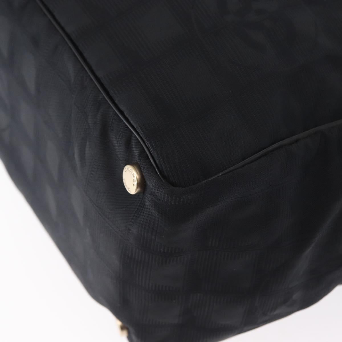 CHANEL New Travel Line Tote Bag Nylon Black gold CC Auth am9695