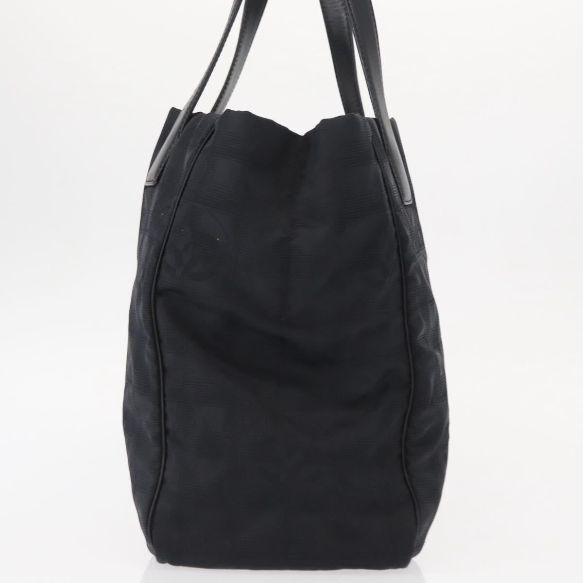 CHANEL New Travel Line Tote Bag Nylon Black gold CC Auth am9695