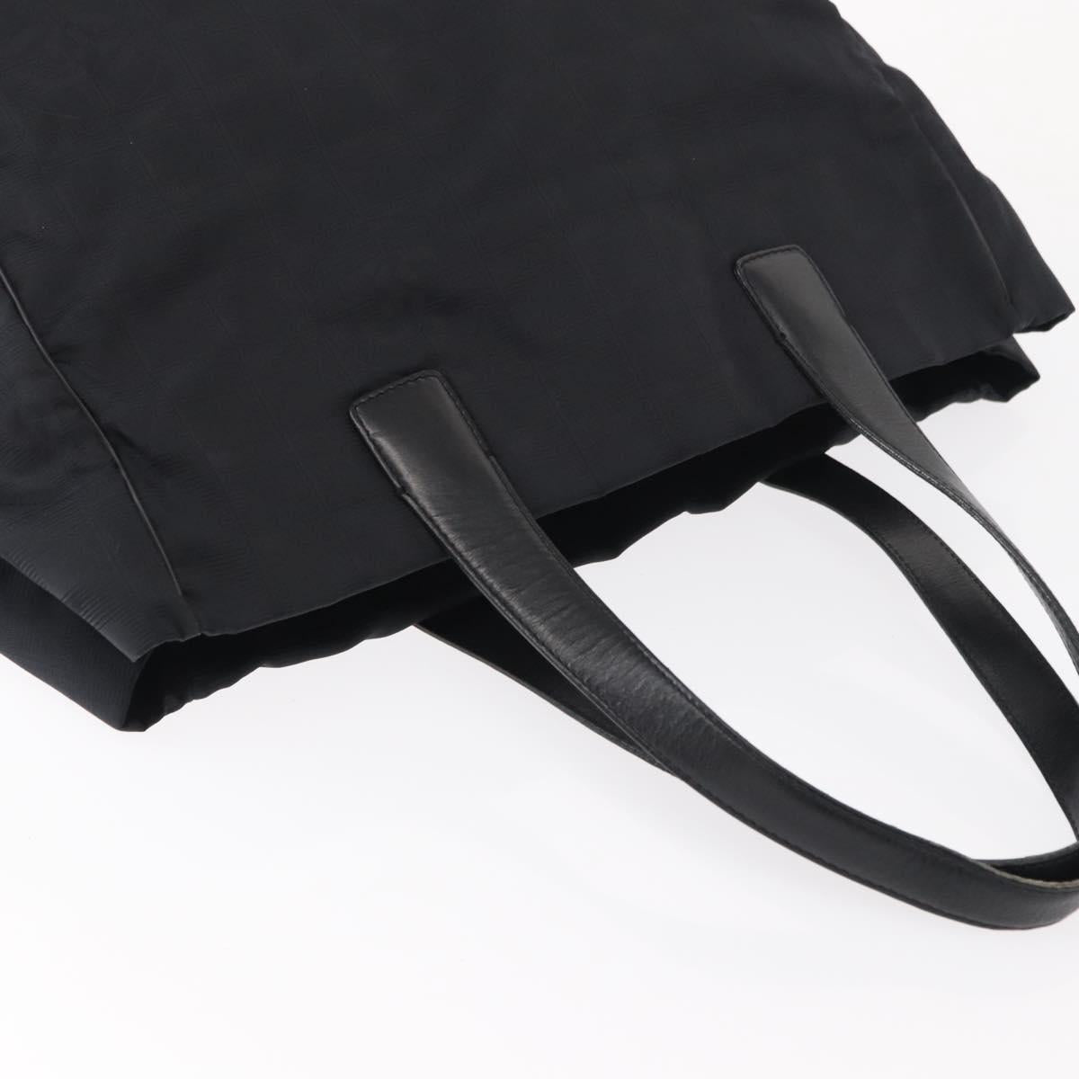 CHANEL New Travel Line Tote Bag Nylon Black gold CC Auth am9695