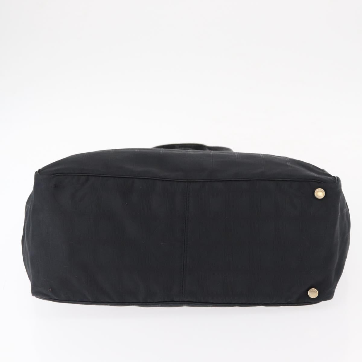 CHANEL New Travel Line Tote Bag Nylon Black gold CC Auth am9695