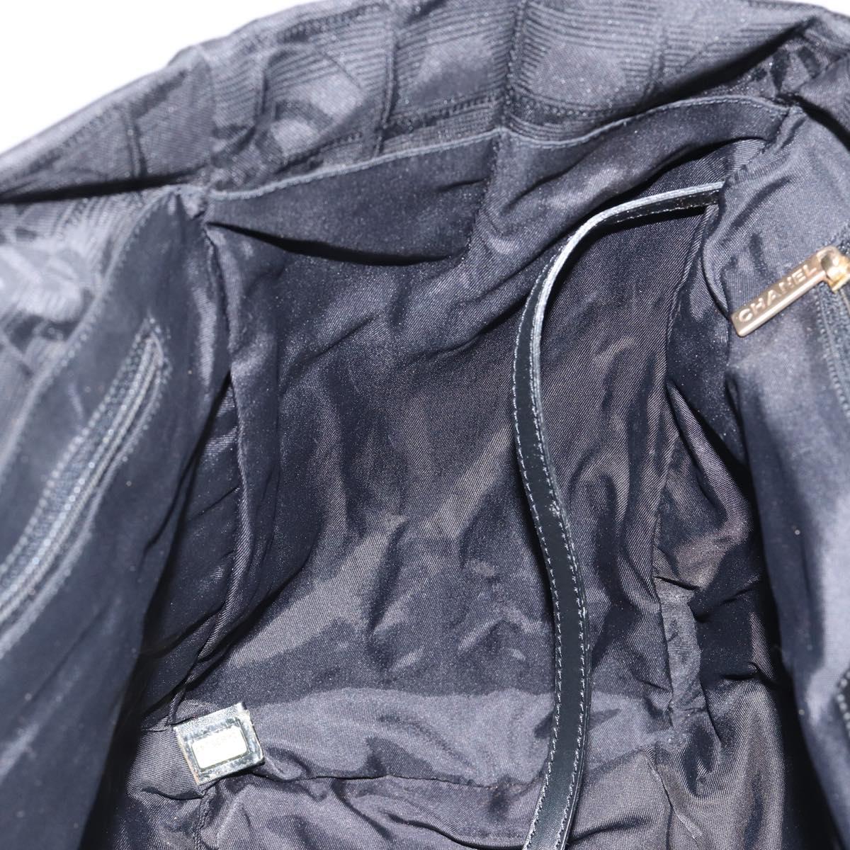 CHANEL New Travel Line Tote Bag Nylon Black gold CC Auth am9696