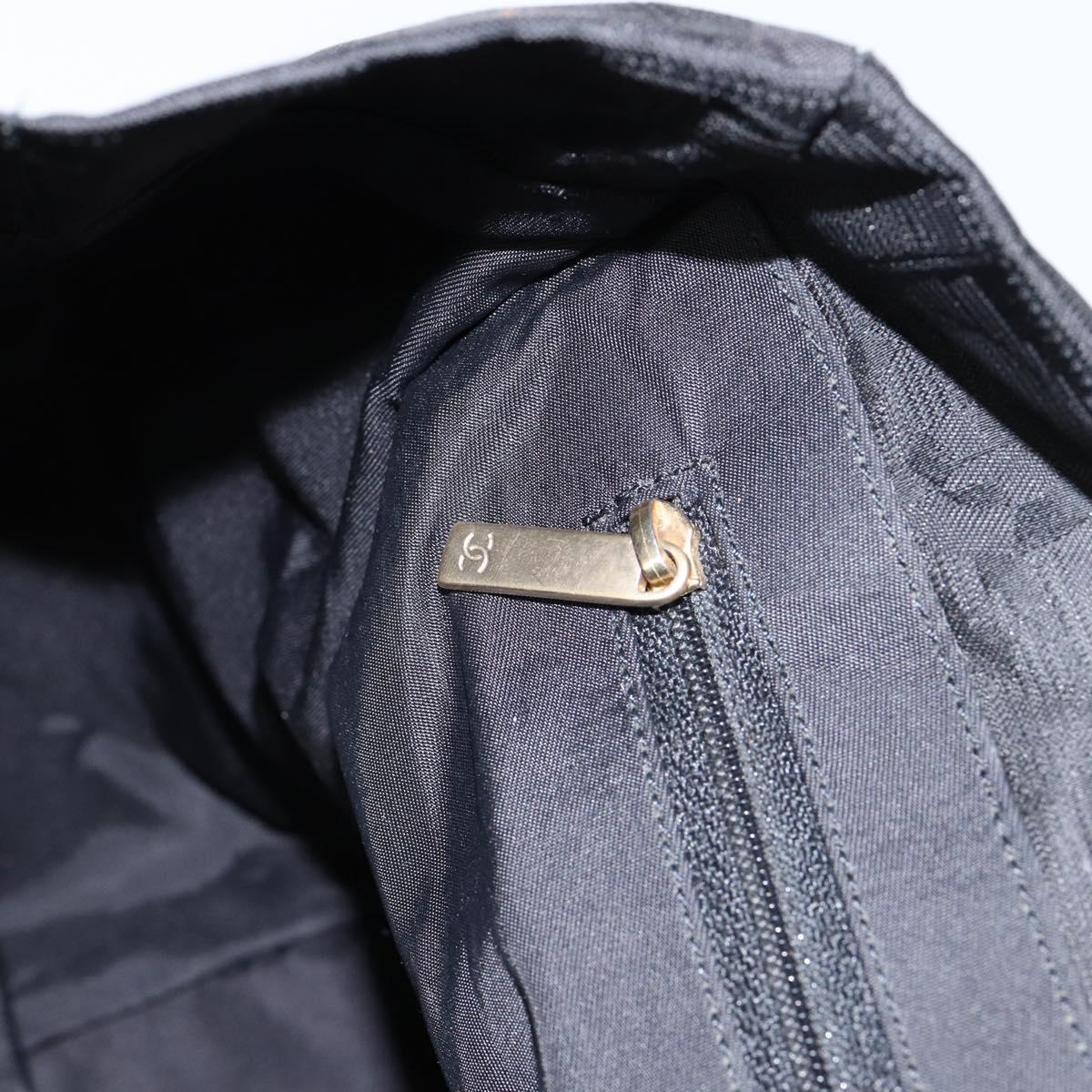 CHANEL New Travel Line Tote Bag Nylon Black gold CC Auth am9696