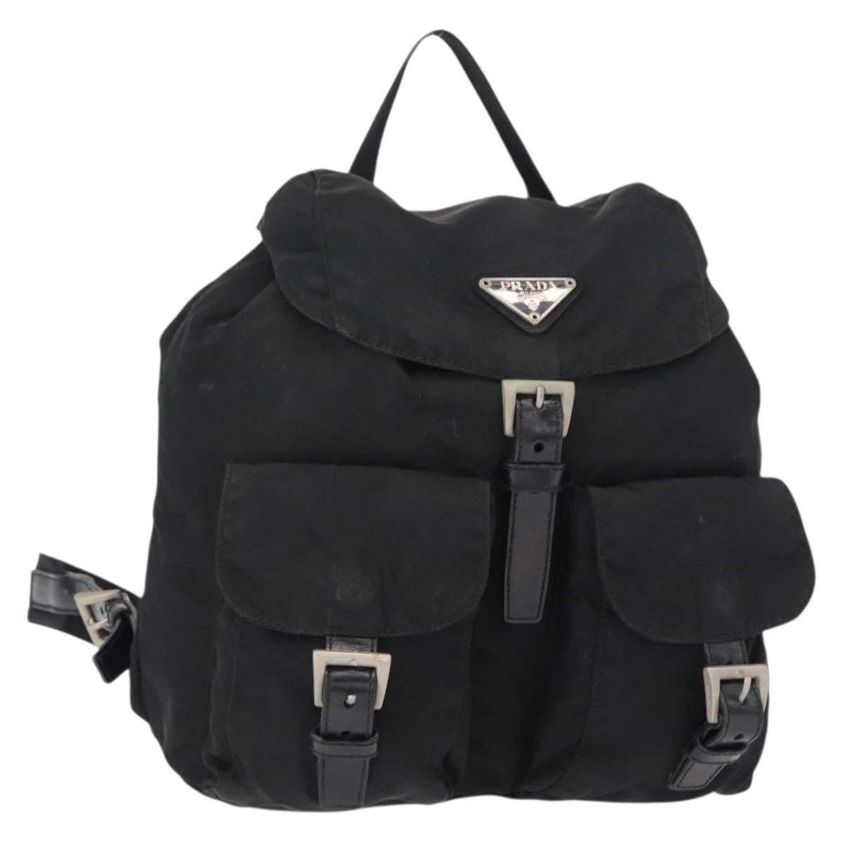 PRADA Backpack Nylon Black Silver Auth am9697