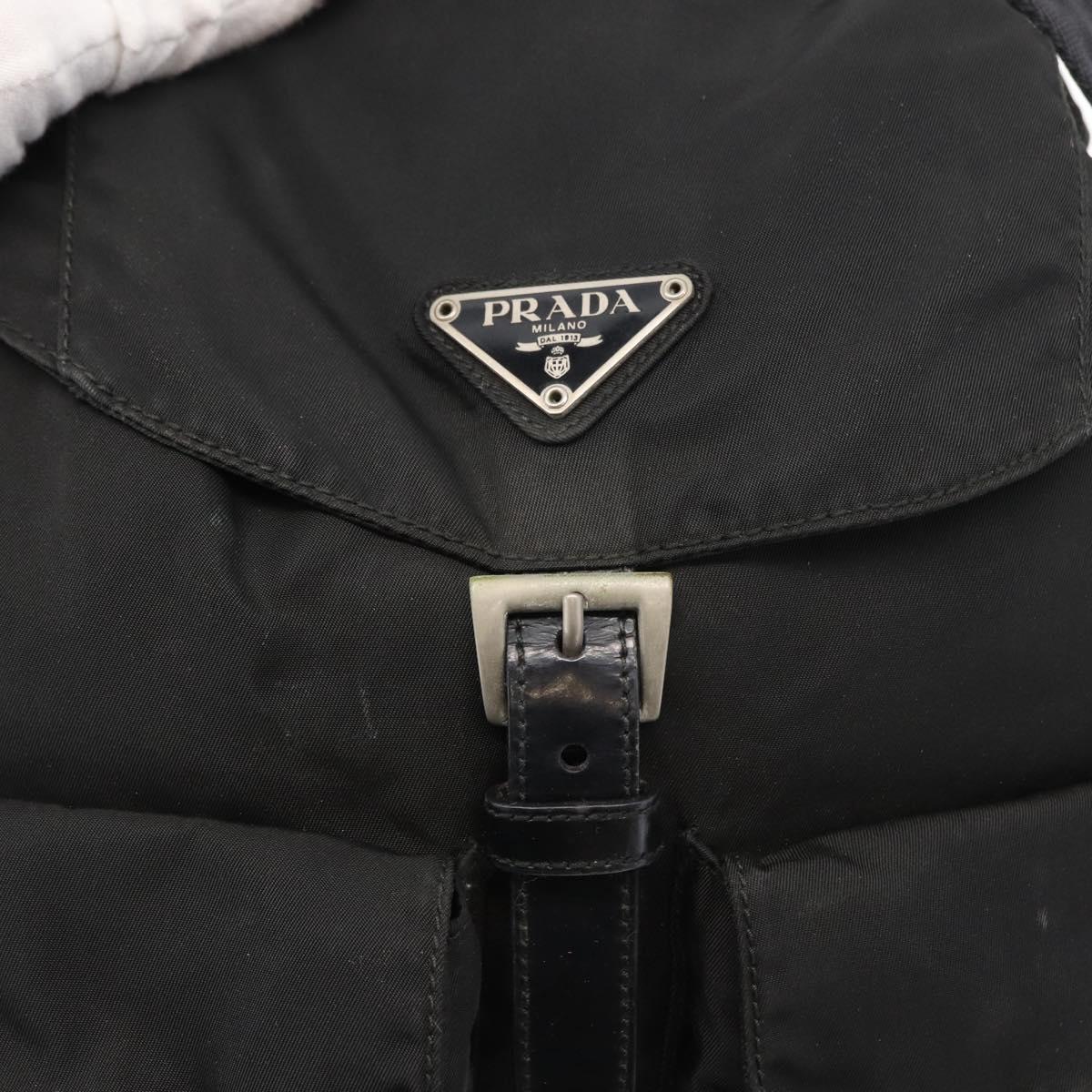 PRADA Backpack Nylon Black Silver Auth am9697