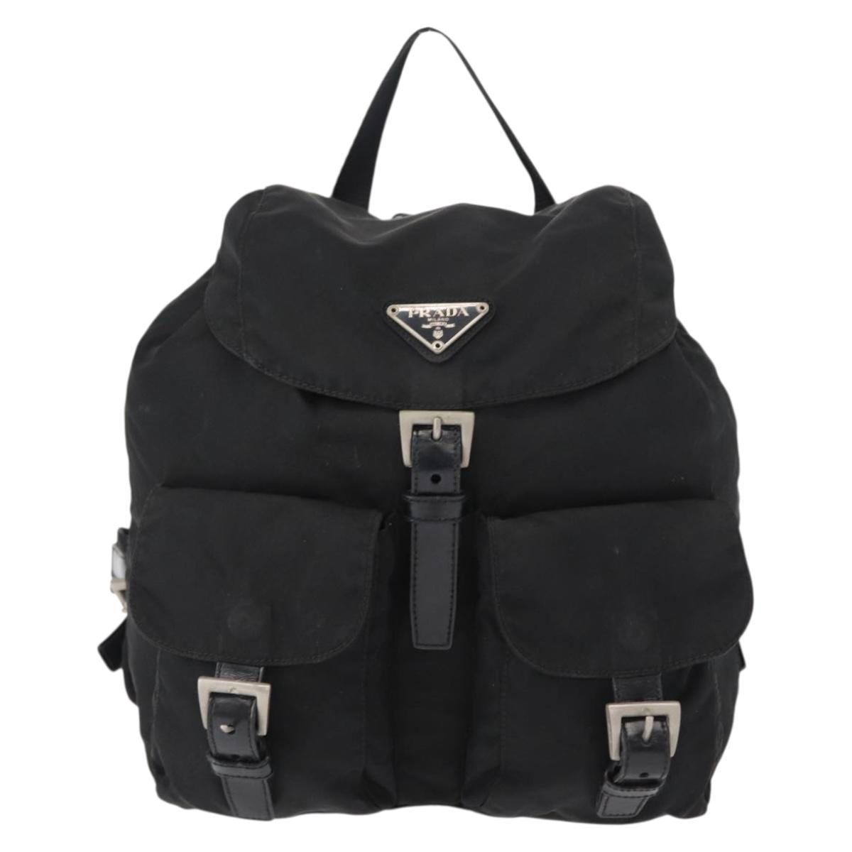 PRADA Backpack Nylon Black Silver Auth am9697