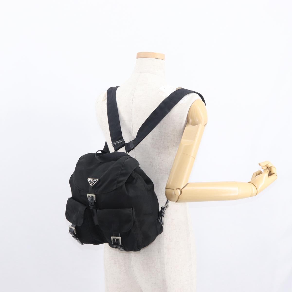 PRADA Backpack Nylon Black Silver Auth am9697