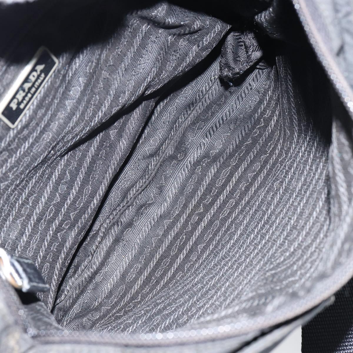 PRADA Shoulder Bag Nylon Black Silver Auth am9698
