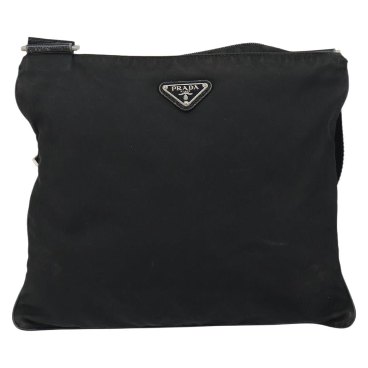 PRADA Shoulder Bag Nylon Black Silver Auth am9698