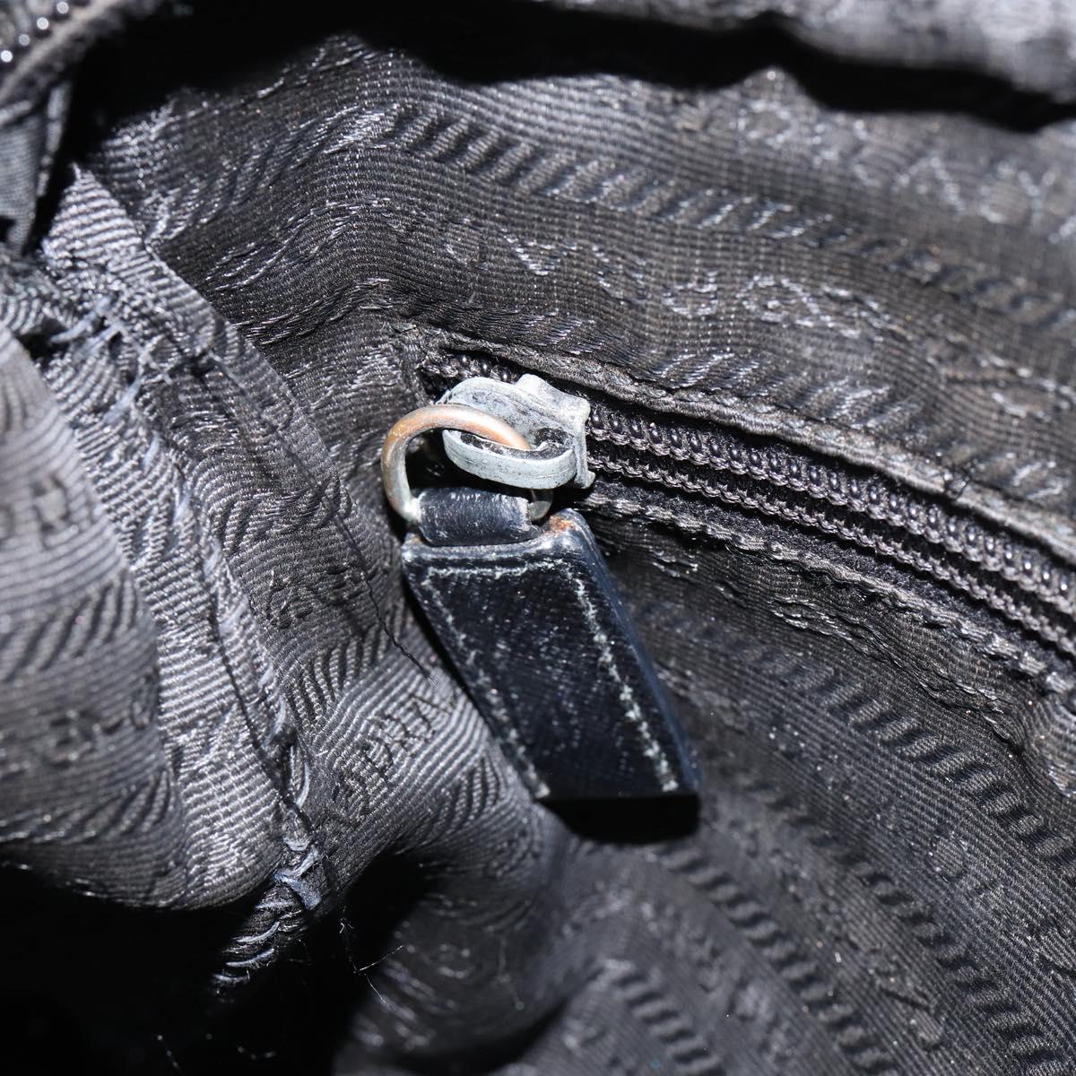 PRADA Shoulder Bag Nylon Black Silver Auth am9698